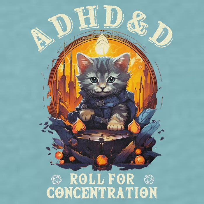 Adhd&D Roll For Concentration Cat Role Playing Game Sueded Cloud Jersey T-Shirt
