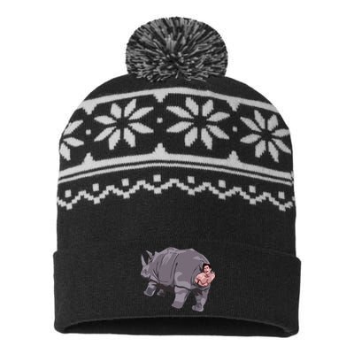 Ace Rhino Funny Humor USA-Made Snowflake Beanie