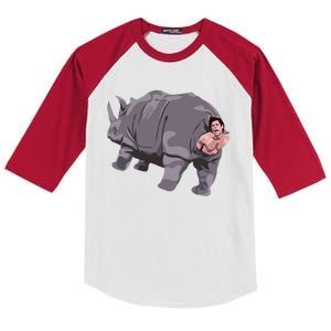 Ace Rhino Funny Humor Kids Colorblock Raglan Jersey