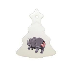 Ace Rhino Funny Humor Ceramic Tree Ornament