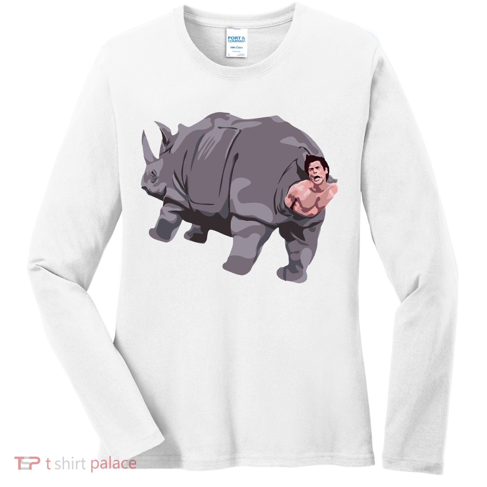 Ace Rhino Funny Humor Ladies Long Sleeve Shirt
