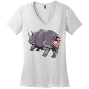 Ace Rhino Funny Humor Women's V-Neck T-Shirt