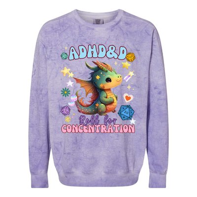 ADHD&D Roll For Concentration Watercolor Dragon Colorblast Crewneck Sweatshirt