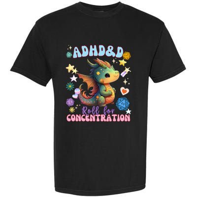 ADHD&D Roll For Concentration Watercolor Dragon Garment-Dyed Heavyweight T-Shirt