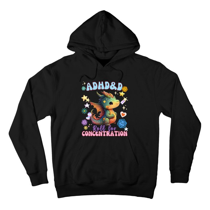 ADHD&D Roll For Concentration Watercolor Dragon Hoodie