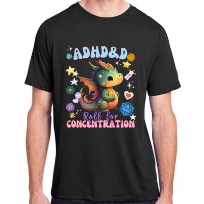 ADHD&D Roll For Concentration Watercolor Dragon Adult ChromaSoft Performance T-Shirt