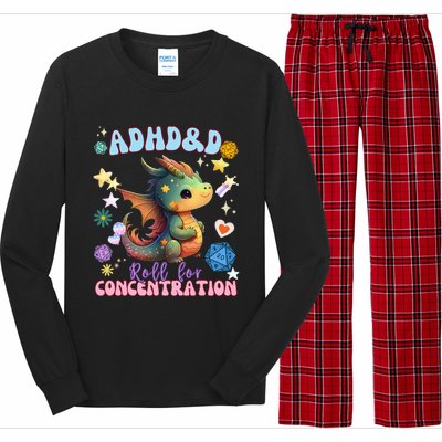 ADHD&D Roll For Concentration Watercolor Dragon Long Sleeve Pajama Set