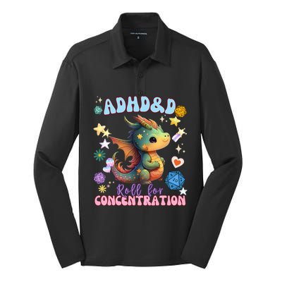 ADHD&D Roll For Concentration Watercolor Dragon Silk Touch Performance Long Sleeve Polo