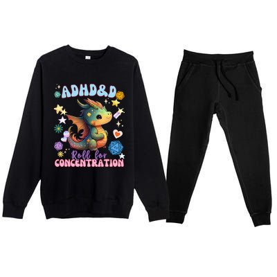 ADHD&D Roll For Concentration Watercolor Dragon Premium Crewneck Sweatsuit Set