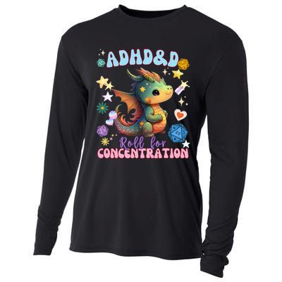 ADHD&D Roll For Concentration Watercolor Dragon Cooling Performance Long Sleeve Crew