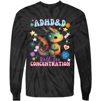 ADHD&D Roll For Concentration Watercolor Dragon Tie-Dye Long Sleeve Shirt