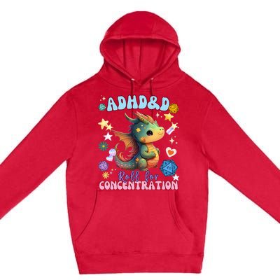 ADHD&D Roll For Concentration Watercolor Dragon Premium Pullover Hoodie