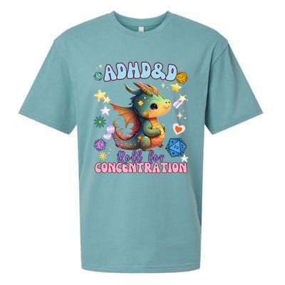 ADHD&D Roll For Concentration Watercolor Dragon Sueded Cloud Jersey T-Shirt