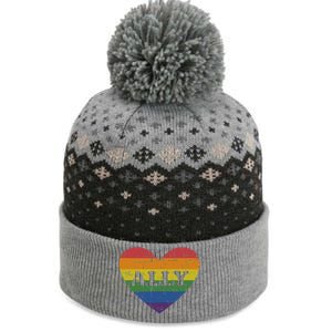 Ally Rainbow Flag Heart For LGBT Gay And Lesbian Support The Baniff Cuffed Pom Beanie