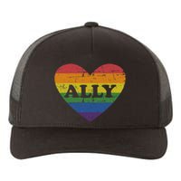 Ally Rainbow Flag Heart For LGBT Gay And Lesbian Support Yupoong Adult 5-Panel Trucker Hat