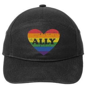 Ally Rainbow Flag Heart For LGBT Gay And Lesbian Support 7-Panel Snapback Hat