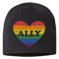 Ally Rainbow Flag Heart For LGBT Gay And Lesbian Support Sustainable Beanie