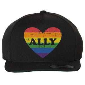 Ally Rainbow Flag Heart For LGBT Gay And Lesbian Support Wool Snapback Cap