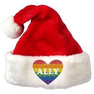 Ally Rainbow Flag Heart For LGBT Gay And Lesbian Support Premium Christmas Santa Hat