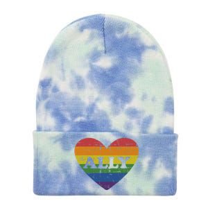 Ally Rainbow Flag Heart For LGBT Gay And Lesbian Support Tie Dye 12in Knit Beanie