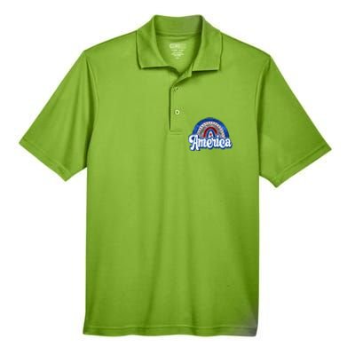 American Rainbow Freedom 4th Of July Funny Independence Day Funny Gift Men's Origin Performance Pique Polo