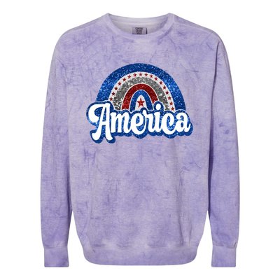 American Rainbow Freedom 4th Of July Funny Independence Day Funny Gift Colorblast Crewneck Sweatshirt