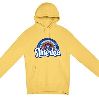 American Rainbow Freedom 4th Of July Funny Independence Day Funny Gift Premium Pullover Hoodie