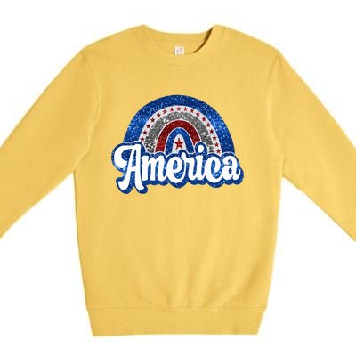 American Rainbow Freedom 4th Of July Funny Independence Day Funny Gift Premium Crewneck Sweatshirt