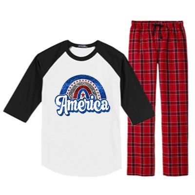 American Rainbow Freedom 4th Of July Funny Independence Day Funny Gift Raglan Sleeve Pajama Set