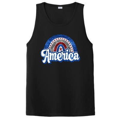 American Rainbow Freedom 4th Of July Funny Independence Day Funny Gift PosiCharge Competitor Tank