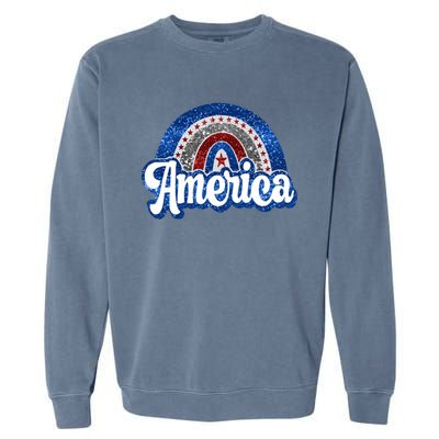 American Rainbow Freedom 4th Of July Funny Independence Day Funny Gift Garment-Dyed Sweatshirt