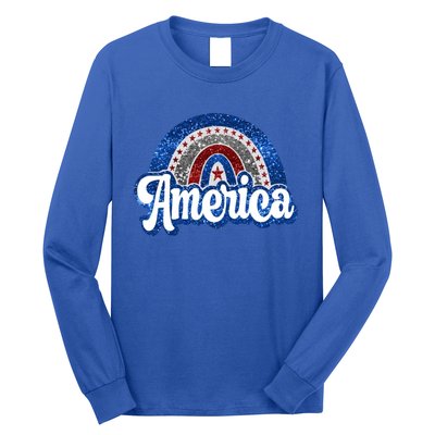 American Rainbow Freedom 4th Of July Funny Independence Day Funny Gift Long Sleeve Shirt