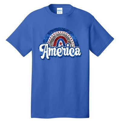 American Rainbow Freedom 4th Of July Funny Independence Day Funny Gift Tall T-Shirt