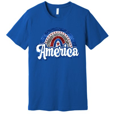 American Rainbow Freedom 4th Of July Funny Independence Day Funny Gift Premium T-Shirt