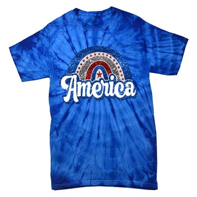 American Rainbow Freedom 4th Of July Funny Independence Day Funny Gift Tie-Dye T-Shirt