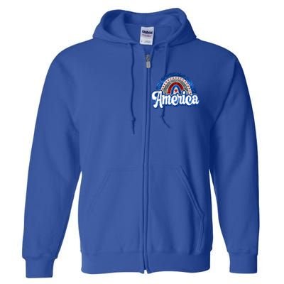 American Rainbow Freedom 4th Of July Funny Independence Day Funny Gift Full Zip Hoodie