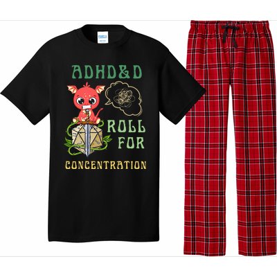 Adhd&D Roll For Concentration Funny Quote Gamer Apparel Pajama Set