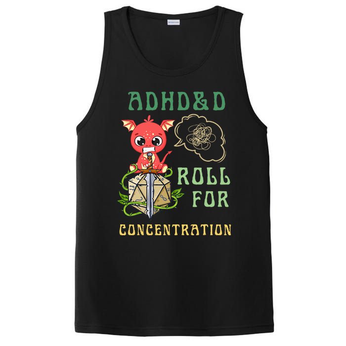 Adhd&D Roll For Concentration Funny Quote Gamer Apparel PosiCharge Competitor Tank