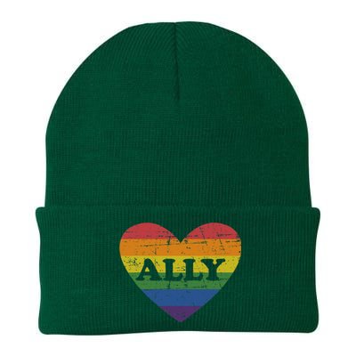 Ally Rainbow Flag Heart For LGBT Gay And Lesbian Support Knit Cap Winter Beanie