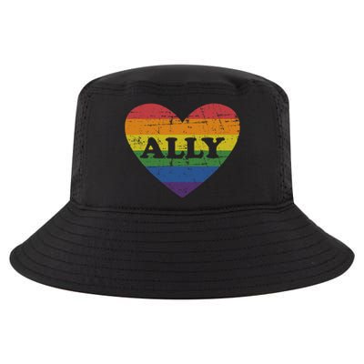 Ally Rainbow Flag Heart For LGBT Gay And Lesbian Support Cool Comfort Performance Bucket Hat