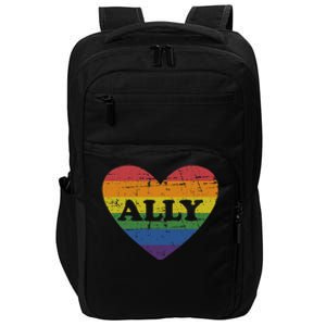 Ally Rainbow Flag Heart For LGBT Gay And Lesbian Support Impact Tech Backpack