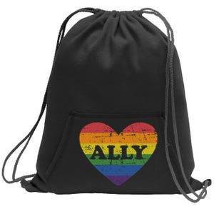 Ally Rainbow Flag Heart For LGBT Gay And Lesbian Support Sweatshirt Cinch Pack Bag