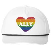 Ally Rainbow Flag Heart For LGBT Gay And Lesbian Support Snapback Five-Panel Rope Hat