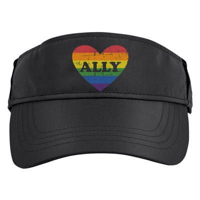 Ally Rainbow Flag Heart For LGBT Gay And Lesbian Support Adult Drive Performance Visor