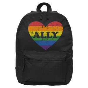 Ally Rainbow Flag Heart For LGBT Gay And Lesbian Support 16 in Basic Backpack