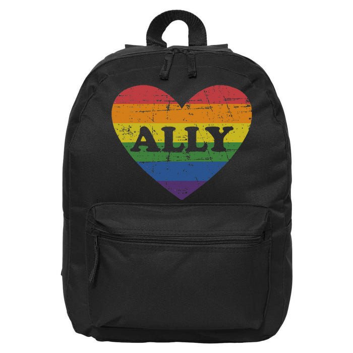 Ally Rainbow Flag Heart For LGBT Gay And Lesbian Support 16 in Basic Backpack