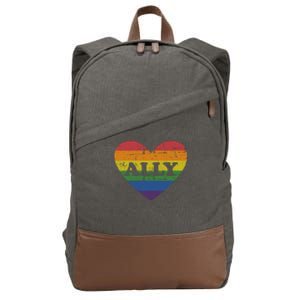 Ally Rainbow Flag Heart For LGBT Gay And Lesbian Support Cotton Canvas Backpack