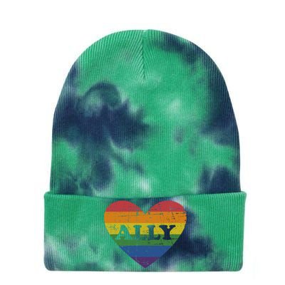 Ally Rainbow Flag Heart For LGBT Gay And Lesbian Support Tie Dye 12in Knit Beanie