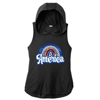 American Rainbow Freedom 4th Of July Funny Independence Day Gift Ladies PosiCharge Tri-Blend Wicking Draft Hoodie Tank