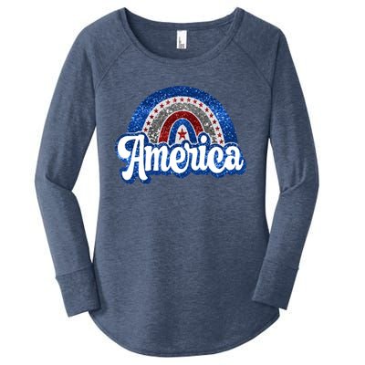 American Rainbow Freedom 4th Of July Funny Independence Day Gift Women's Perfect Tri Tunic Long Sleeve Shirt